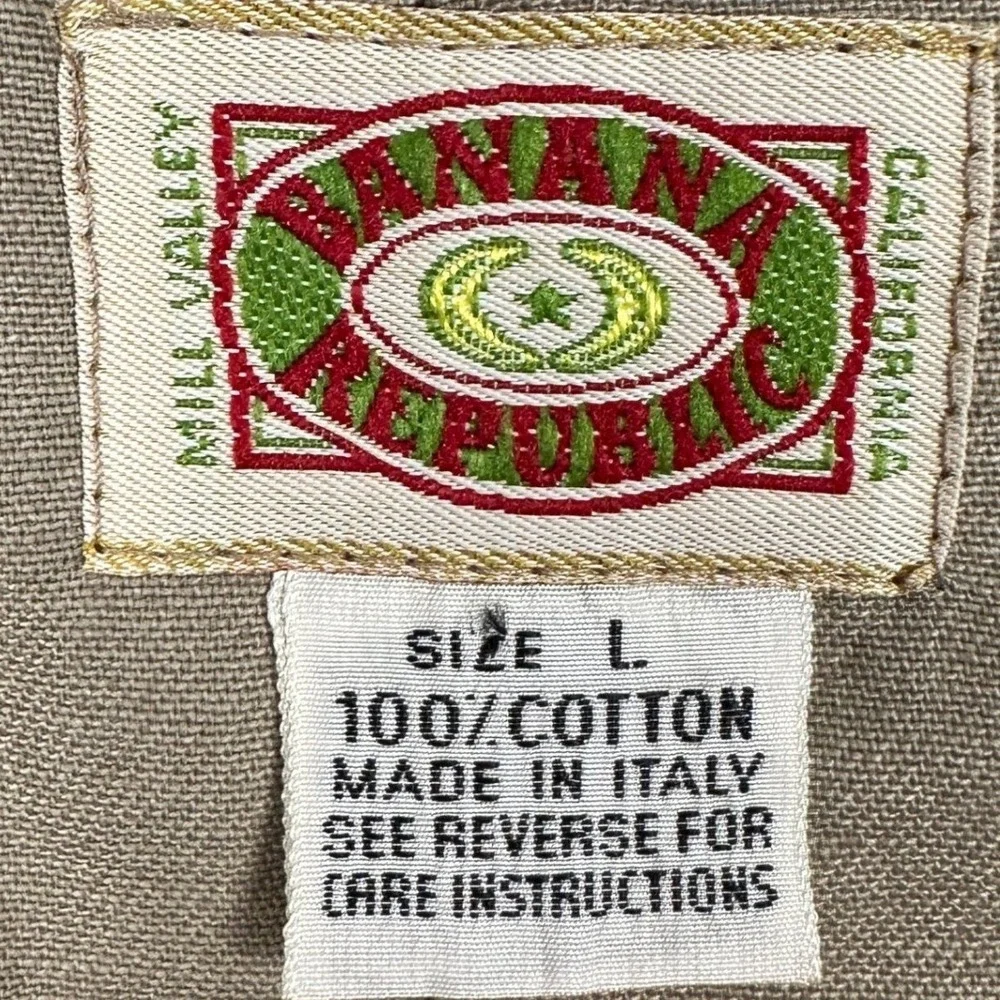 Banana Republic Blazer Men L Mill Valley Tan Safari Italian Cotton Vintage EUC